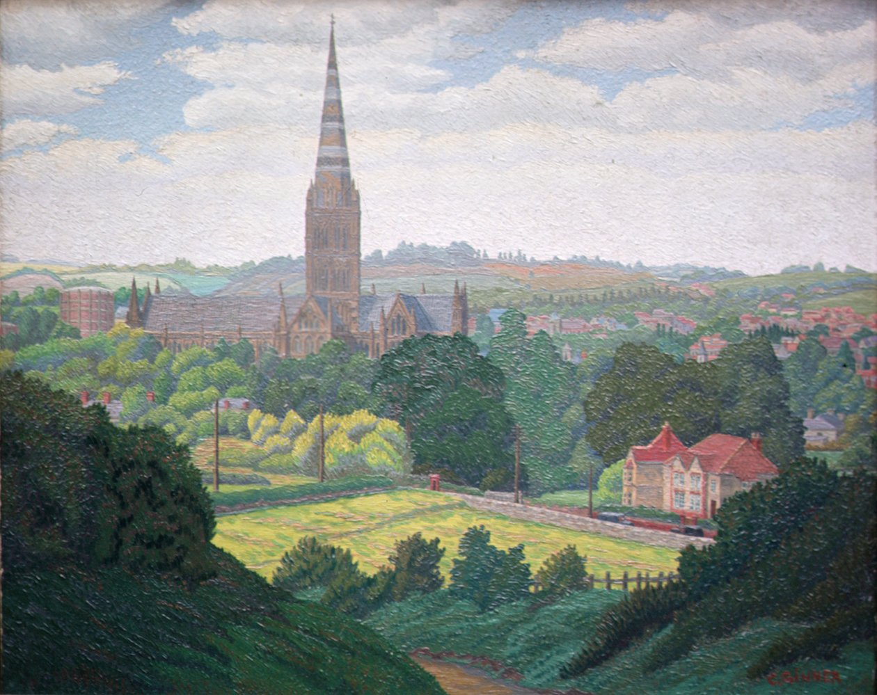 Katedra w Salisbury (olej) autorstwa Charles Ginner