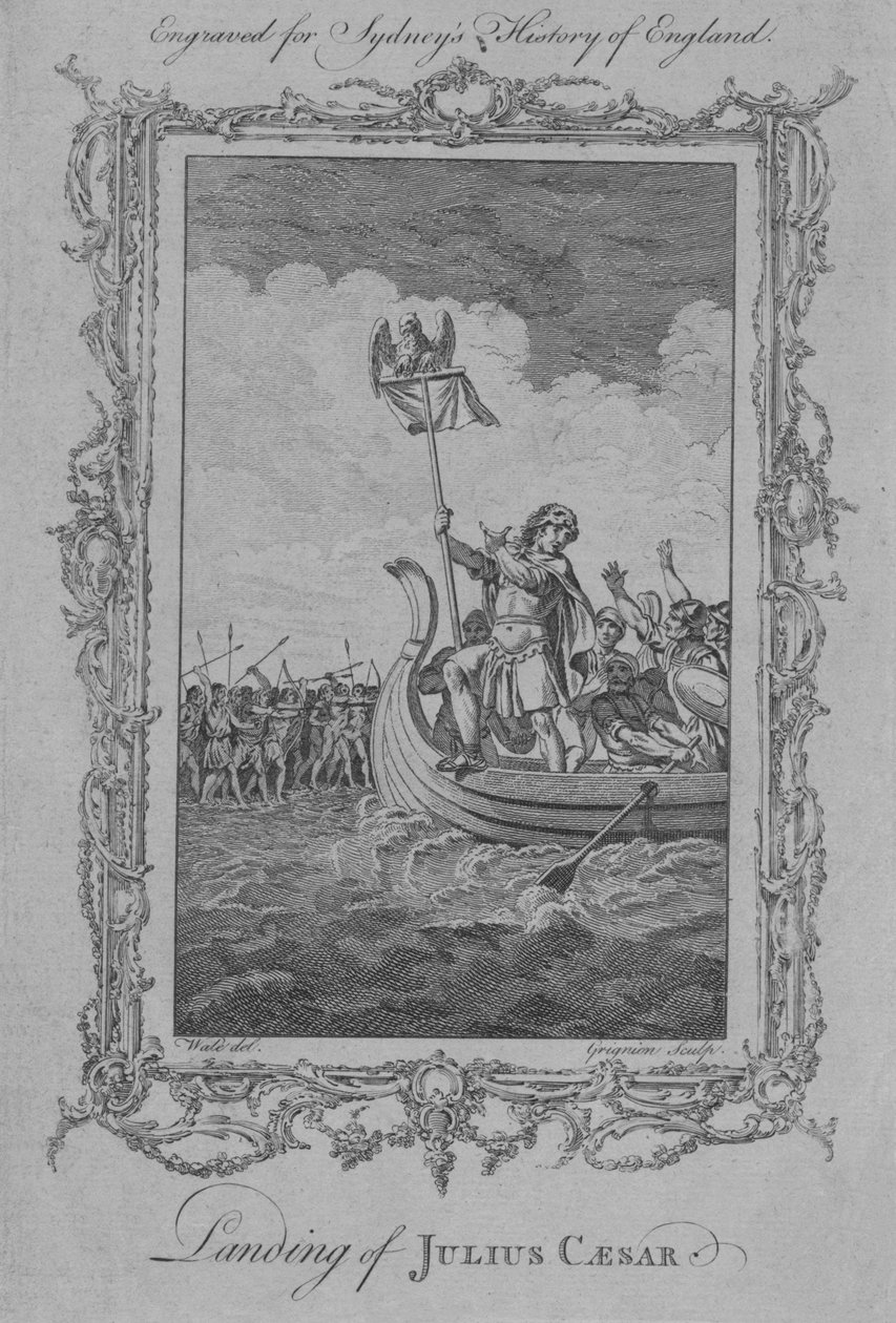 Lądowanie Juliusza Cezara, 1773. autorstwa Charles Grignion
