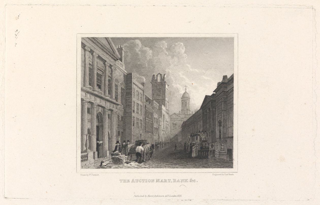 Centrum aukcyjne, Bank & C. autorstwa Charles Heath