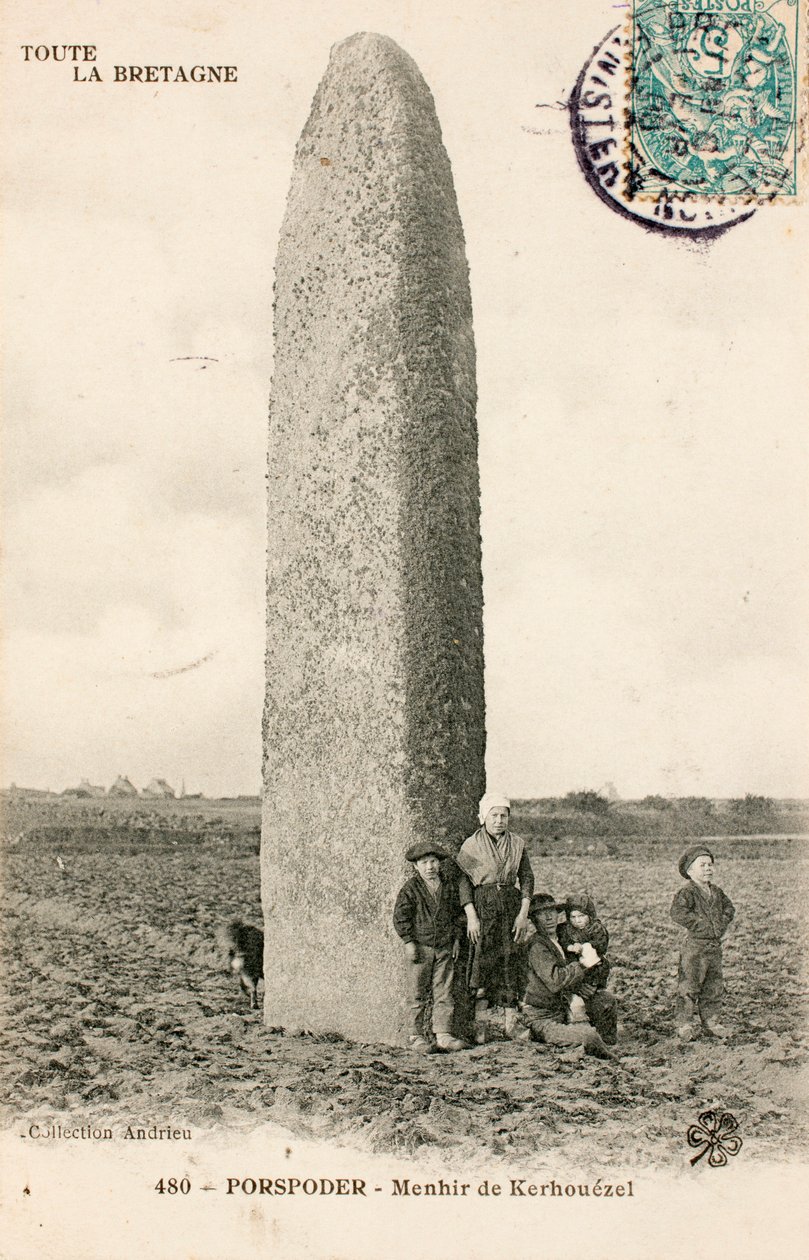 Stara pocztówka/Menhir de Kerhouezel/Porspoder/Finistere/Bretania/Francja autorstwa Augustus Kollner