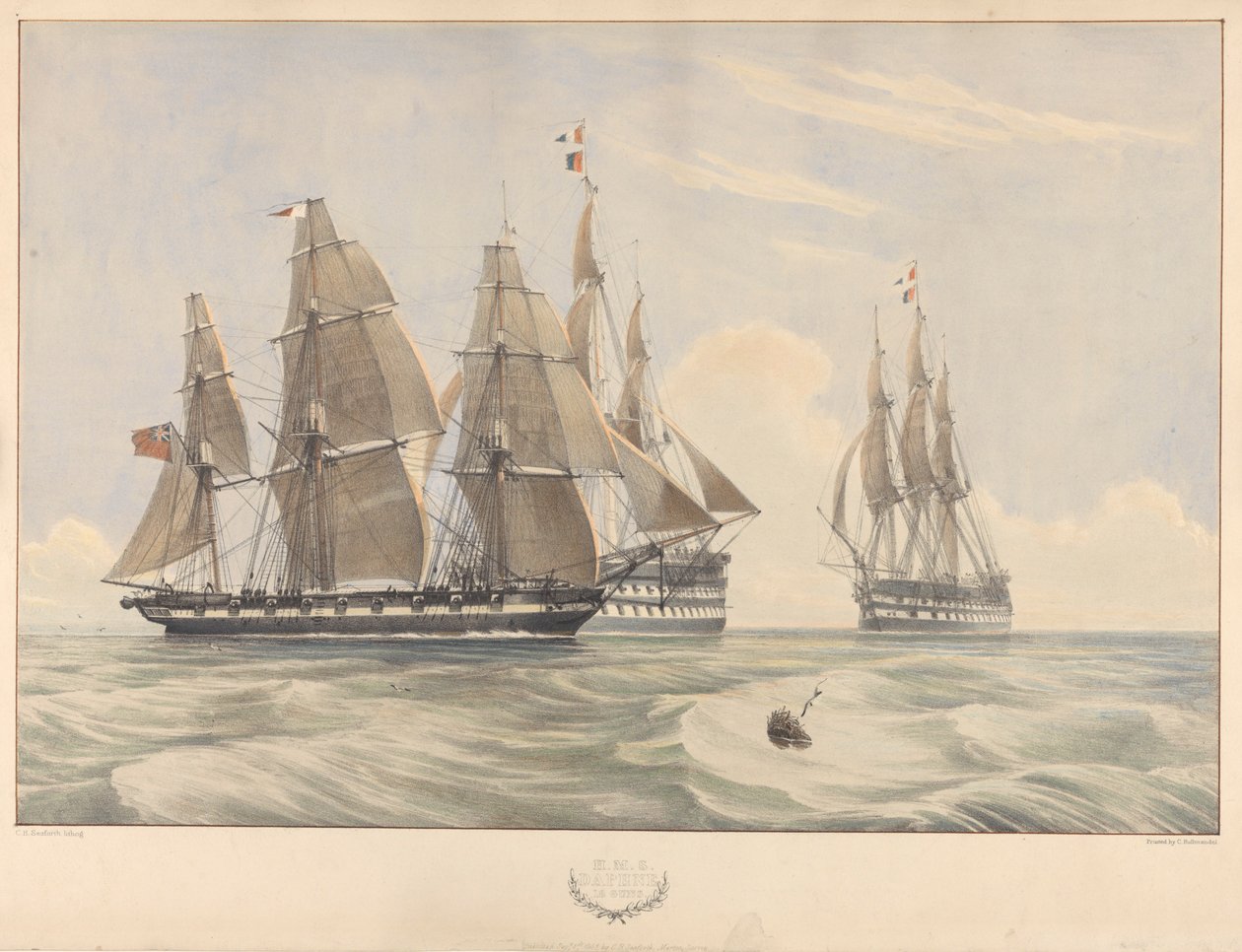 HMS "Daphne" 18 dział autorstwa Charles Henry & Hullmandel Charles Joseph (1789 1850) Seaforth