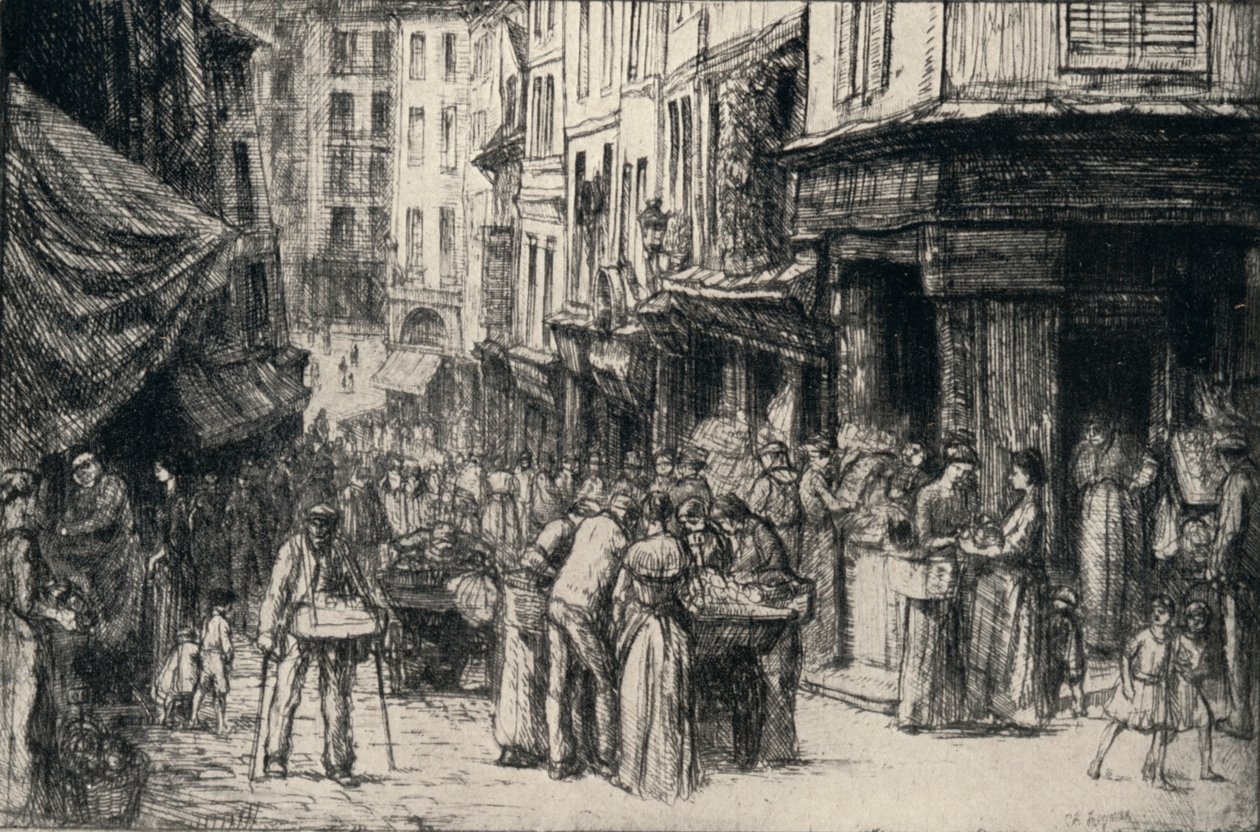 „Tłum, Rue Mouffetard”, 1915 autorstwa Charles Heyman