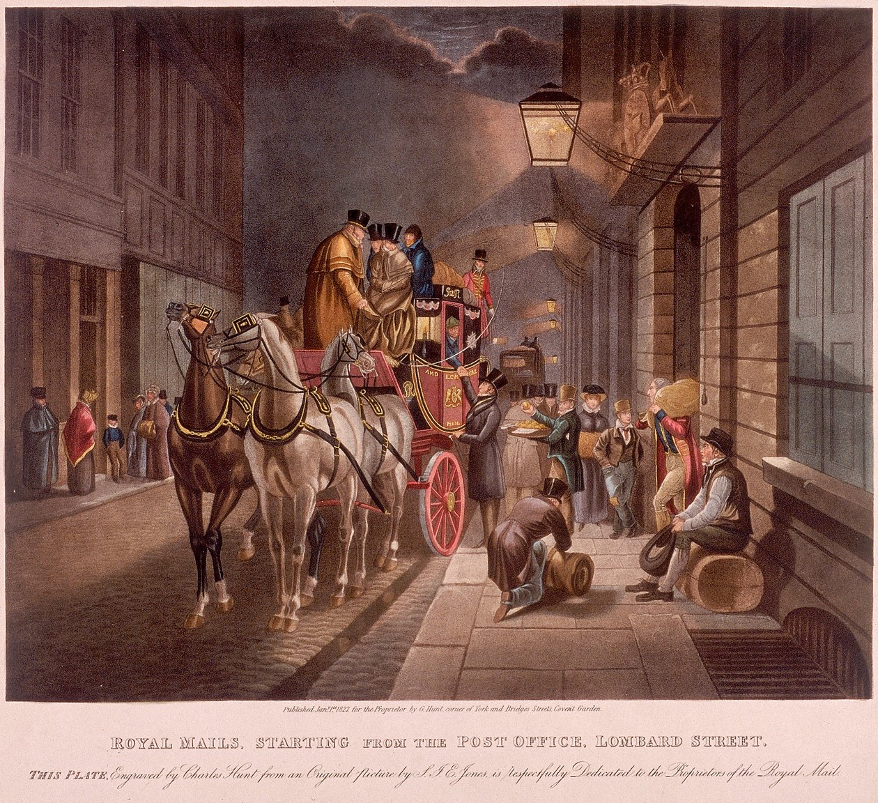 General Post Office, Lombard Street, Londyn, 1827 autorstwa Charles Hunt