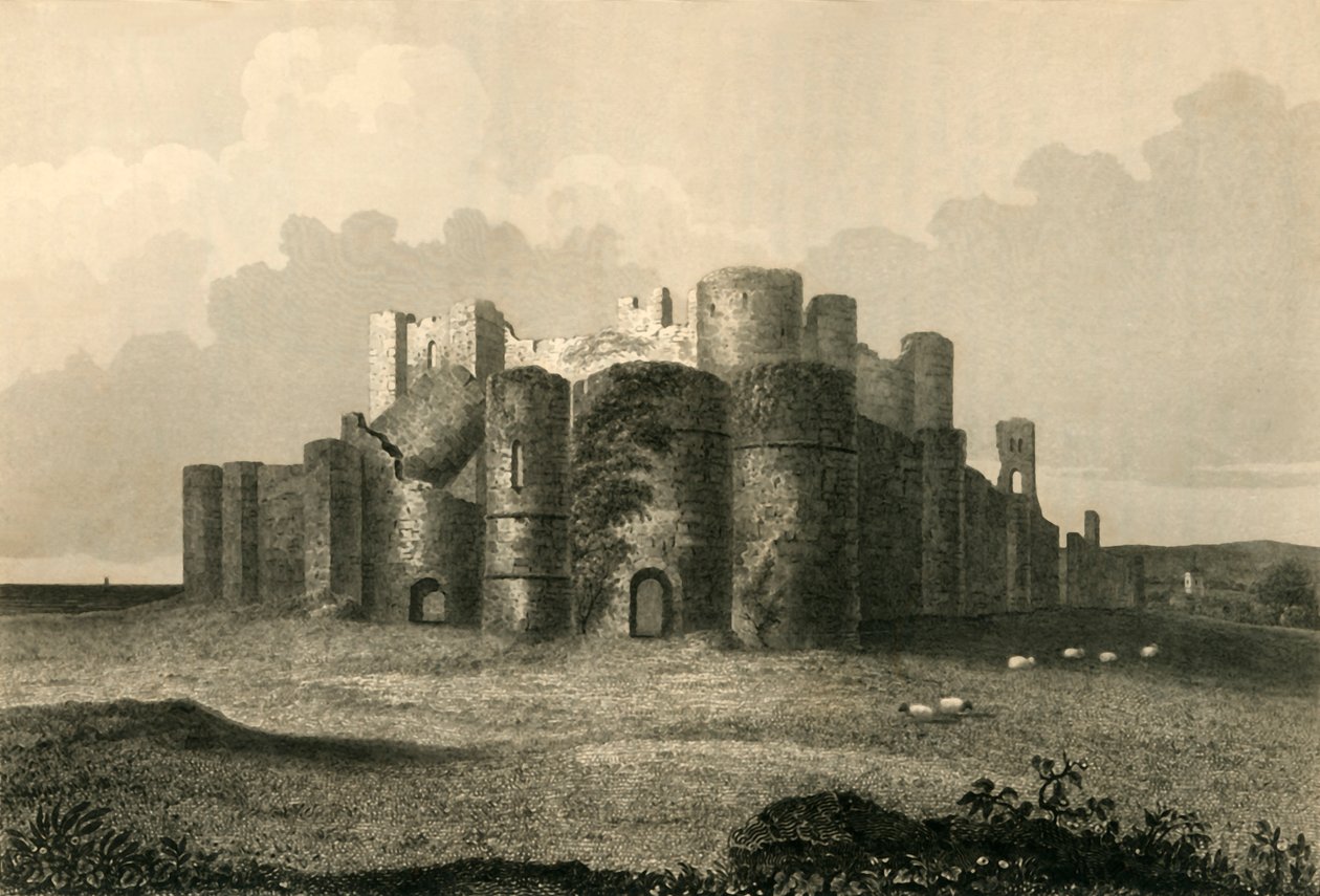 Zamek Pevensey w latach 1737, 1835. autorstwa Charles J. Smith
