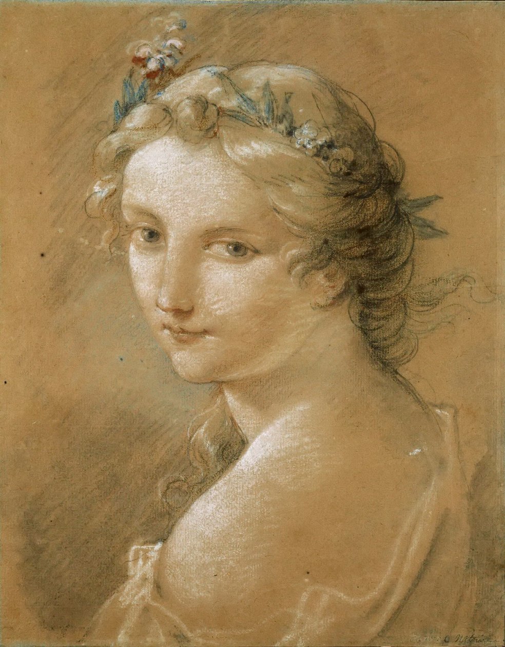 Portret młodej kobiety. autorstwa Charles Joseph Natoire