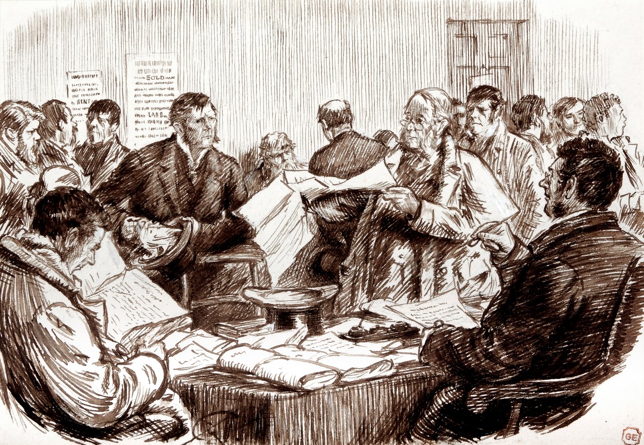 Scena w irlandzkim sądzie ziemskim autorstwa Charles Keene