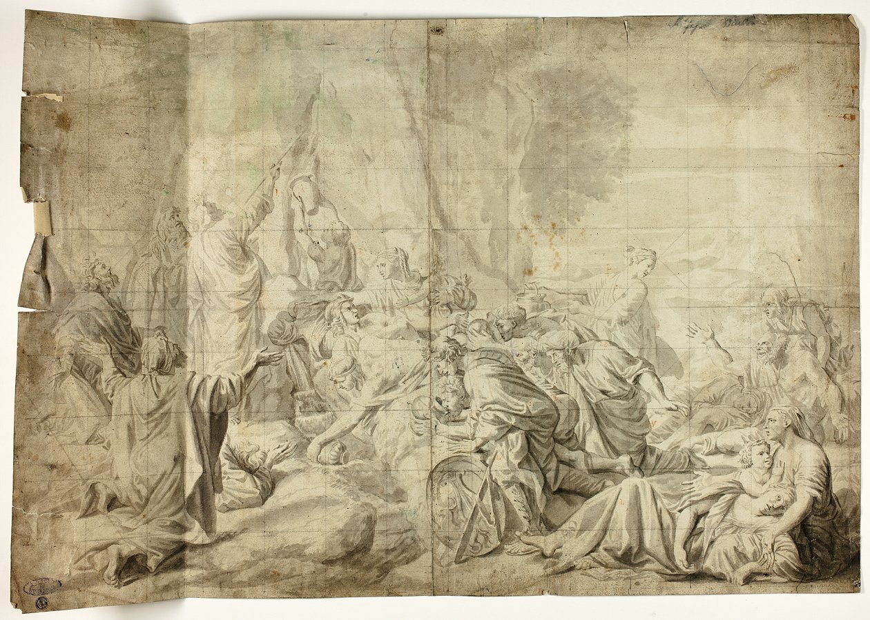Mojżesz czerpie wodę ze skały autorstwa Charles Le Brun