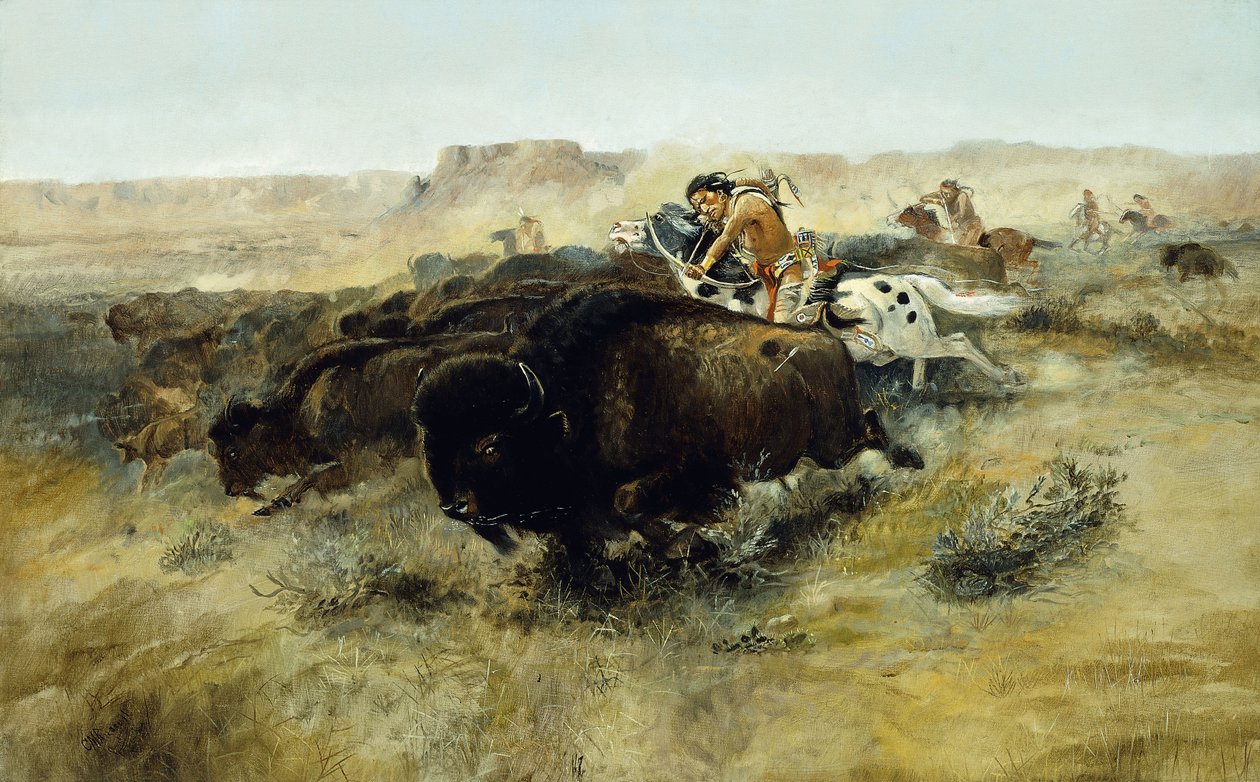 Polowanie na bizony nr. 7, 1892-1895 autorstwa Charles Marion Russell
