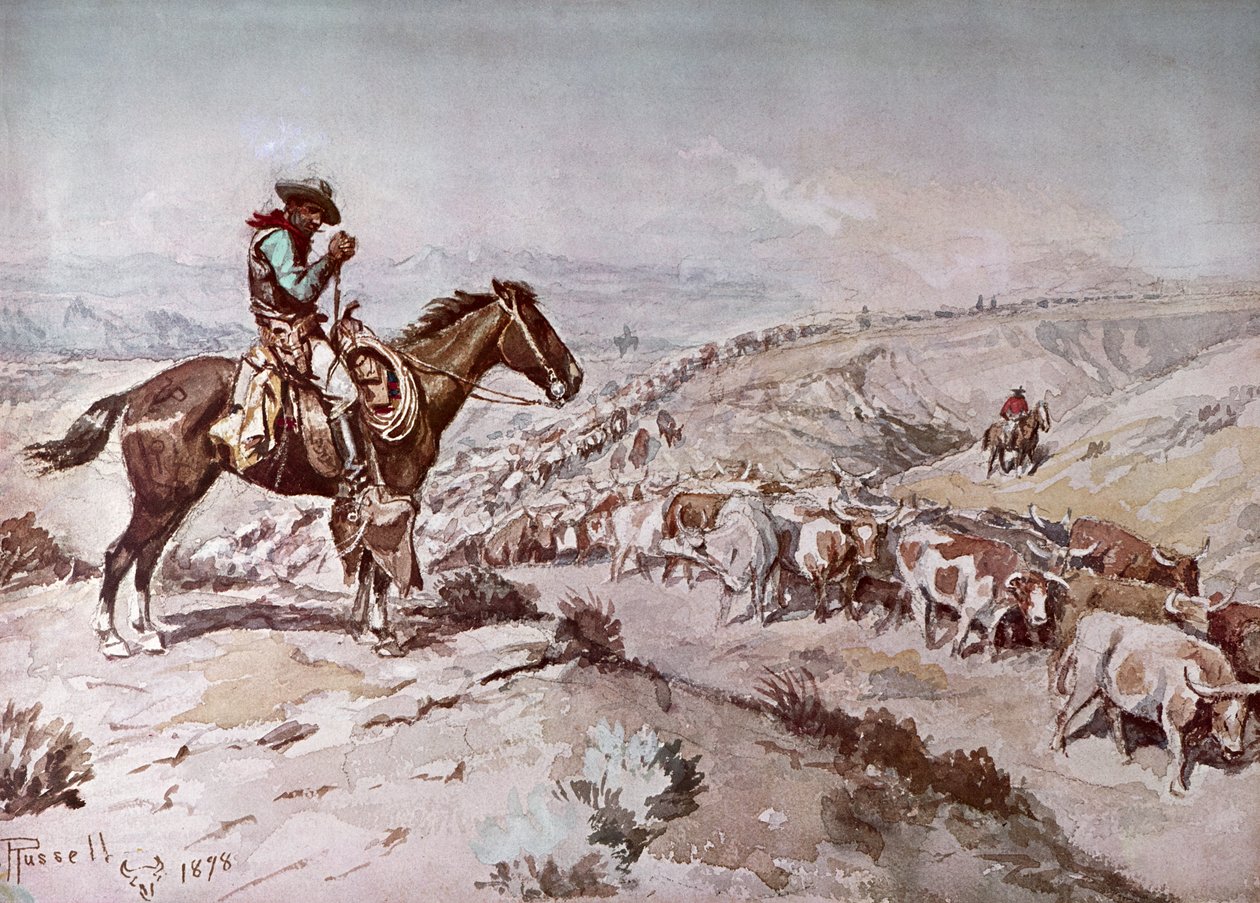 Przejazd bydła autorstwa Charles Marion Russell