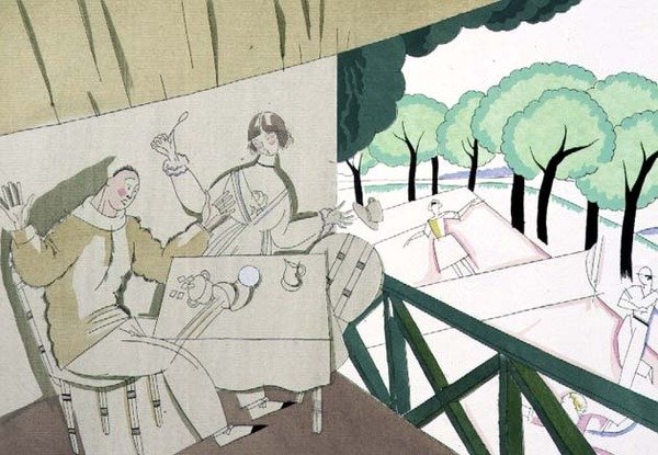 Scena tenisowa, ok. 1920 (szablon na papierze) autorstwa Charles Martin