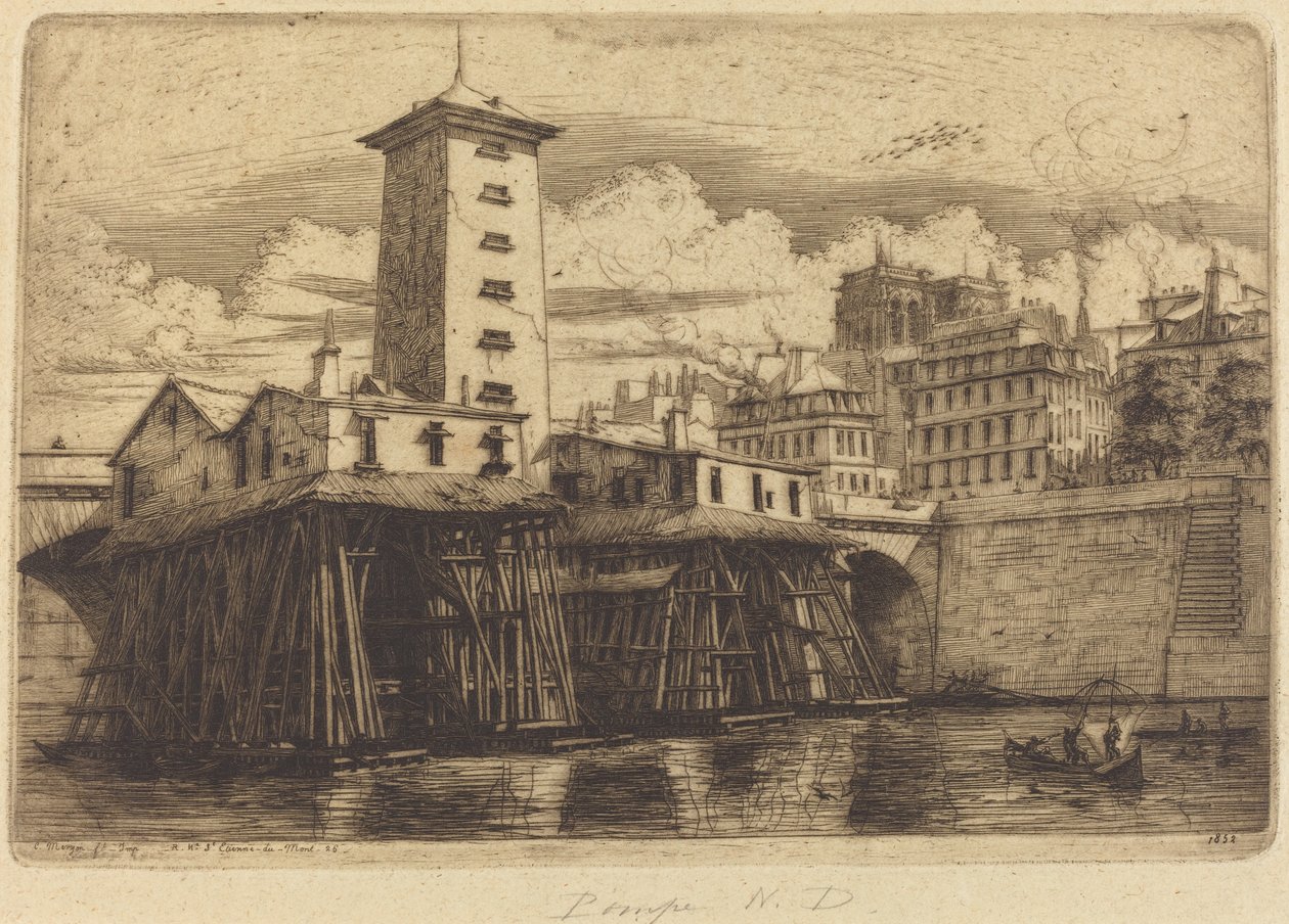 Pompa Notre-Dame, Paryż (Pompa Notre-Dame) autorstwa Charles Meryon