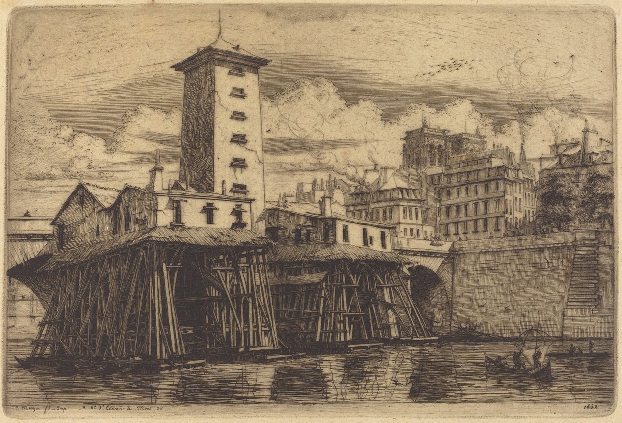 Pompa Notre-Dame, Paryż (Pompa Notre-Dame) autorstwa Charles Meryon