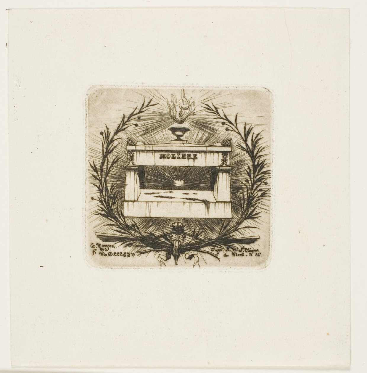 Grób Moliera, cmentarz Père-Lachaise, Paryż autorstwa Charles Meryon