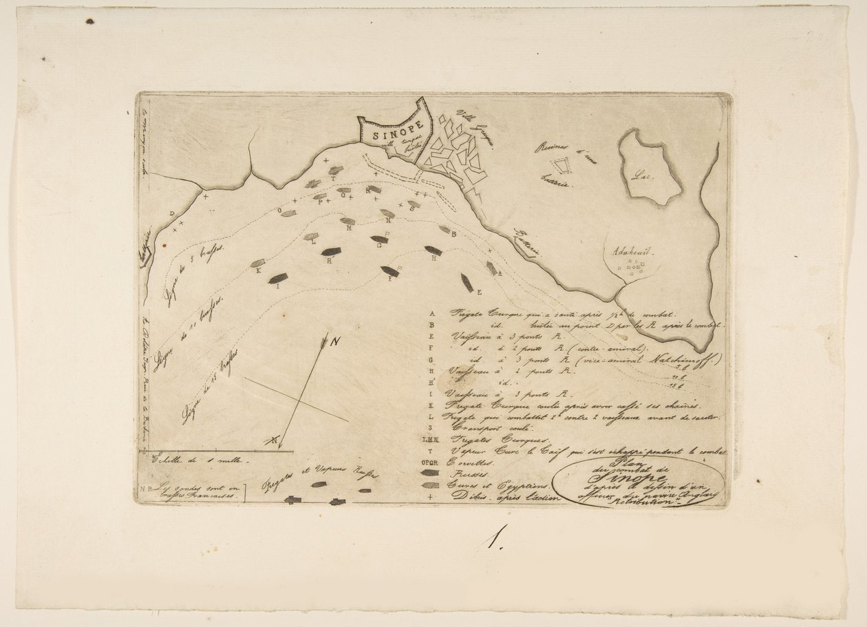Plan bitwy pod Synopą, 1853. autorstwa Charles Meryon
