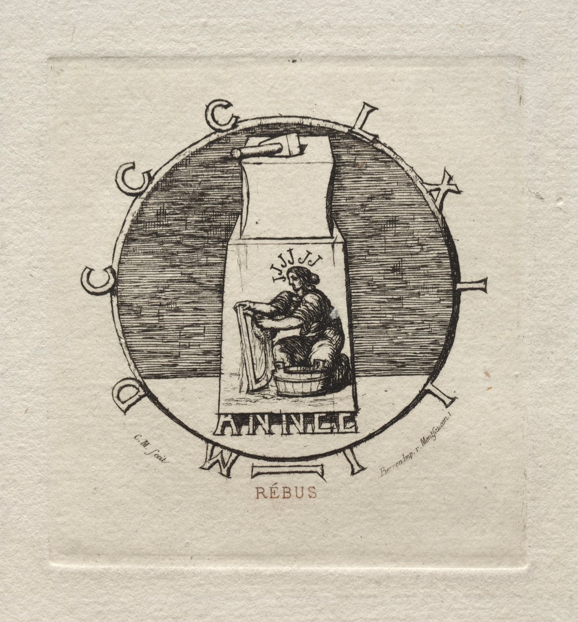 Rebus: Tu leży starożytna wendeta, 1863. autorstwa Charles Meryon
