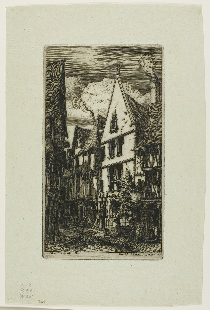 Rue des Toiles, Bourges autorstwa Charles Meryon