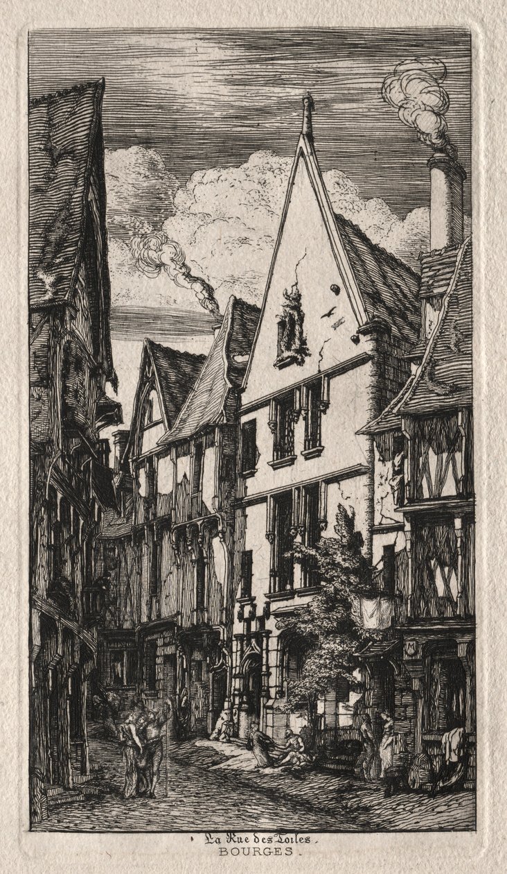 Rue des Toiles, Bourges, 1853. autorstwa Charles Meryon