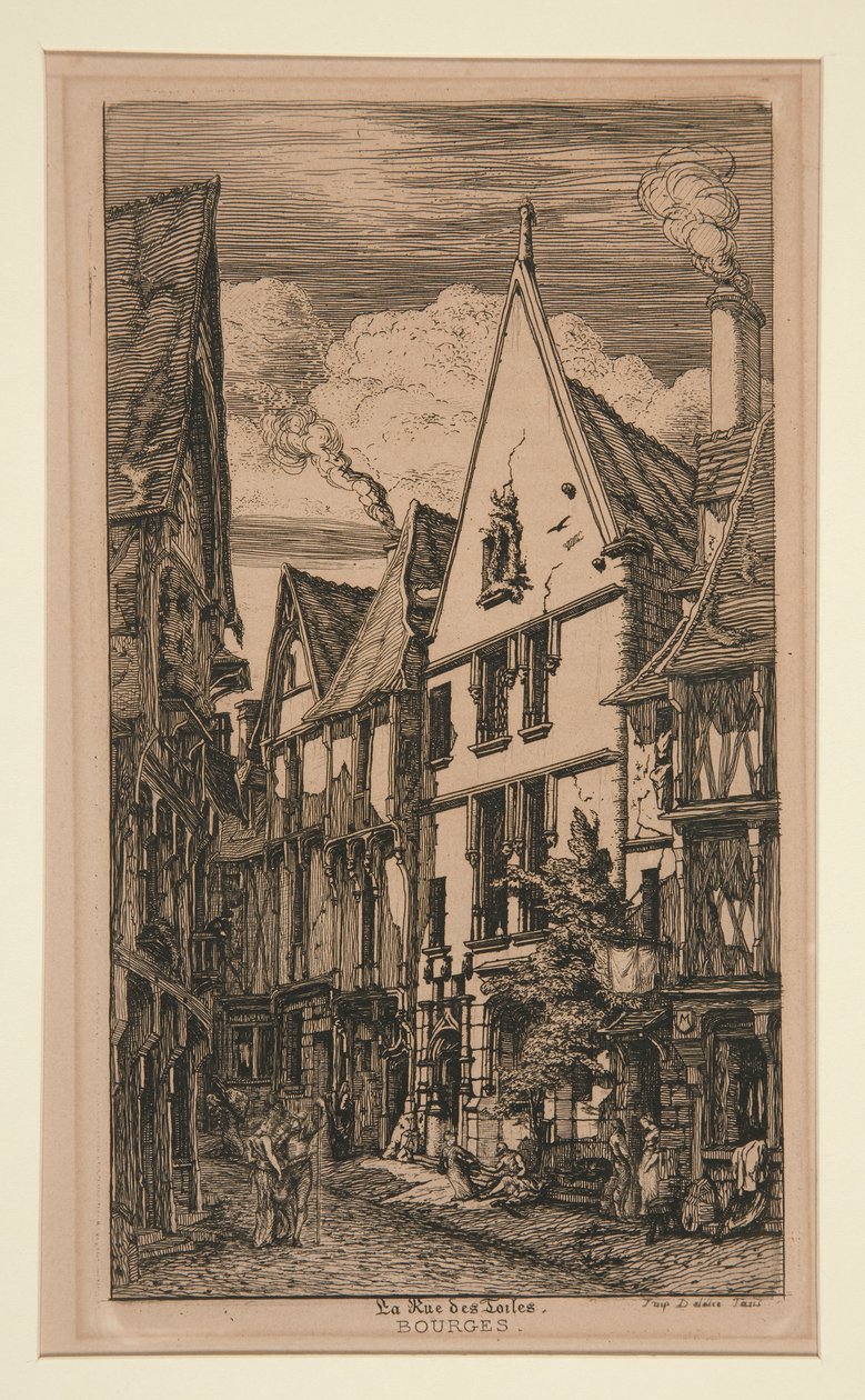 Ulica tkanin, ? Bourges autorstwa Charles Meryon