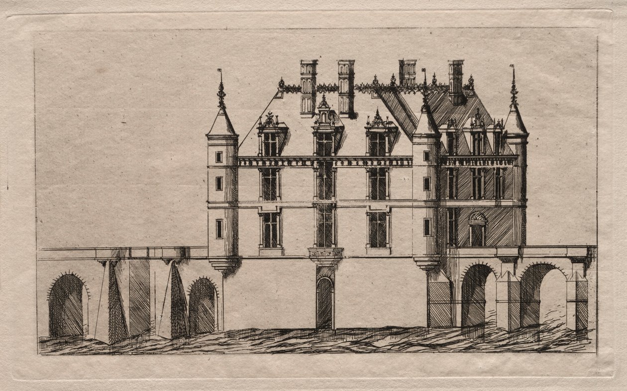 Zamek Chenonceau, 1856. autorstwa Charles Meryon