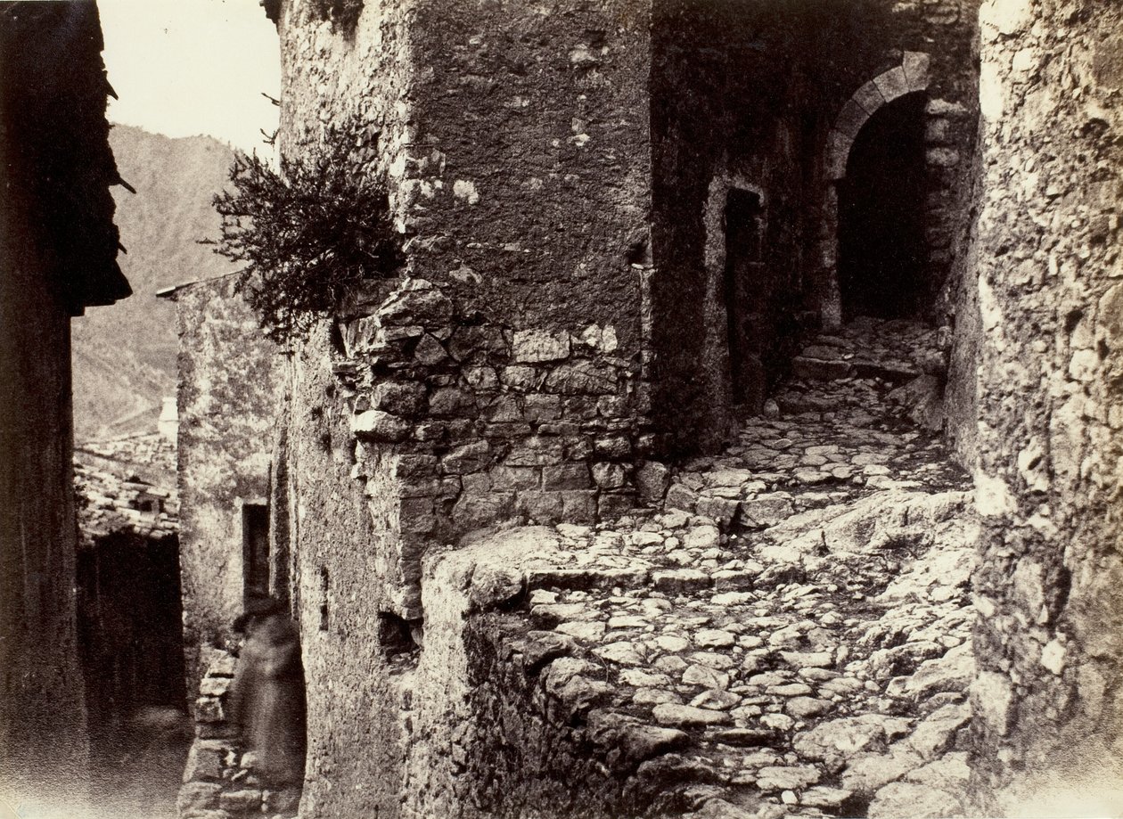 Ulica w Sainte-Agnès w pobliżu Roquebrune autorstwa Charles Nègre