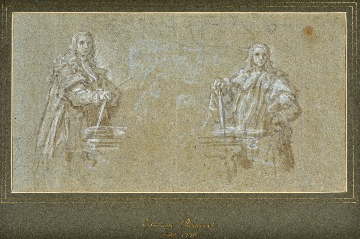 dwa studia szlachciców (rysunek) autorstwa Charles Parrocel