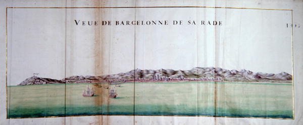 Widok na Barcelonę i jej port autorstwa Charles Pene