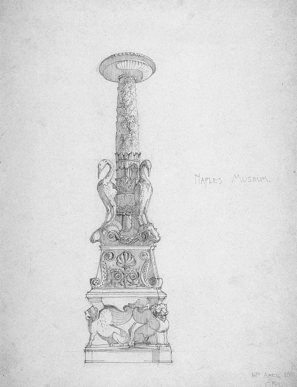 Świecznik (?), Muzeum Neapolu, 1891 autorstwa Charles Rennie Mackintosh