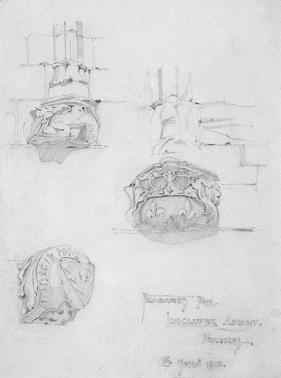 Fragmenty z opactwa Lincluden, Dumfries, 1892 autorstwa Charles Rennie Mackintosh