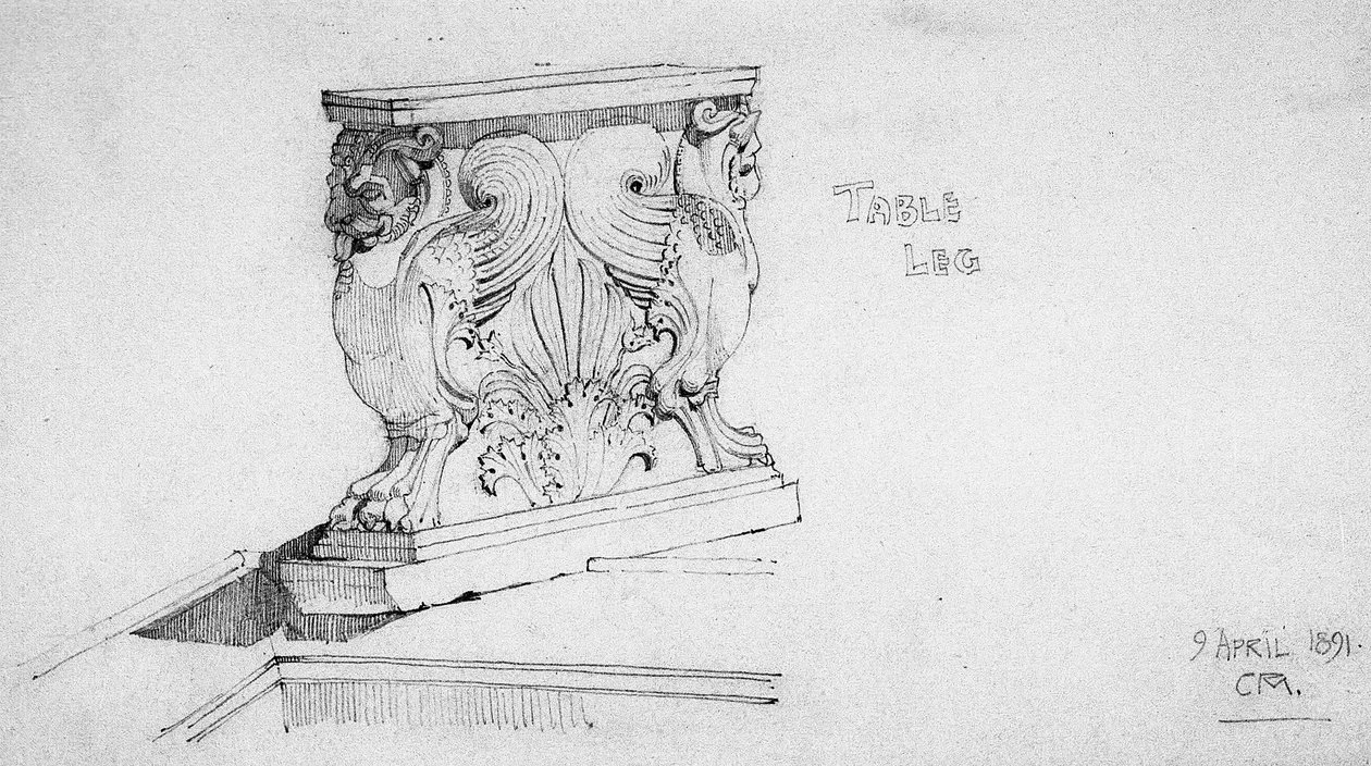 Noga do stołu, 1891 autorstwa Charles Rennie Mackintosh