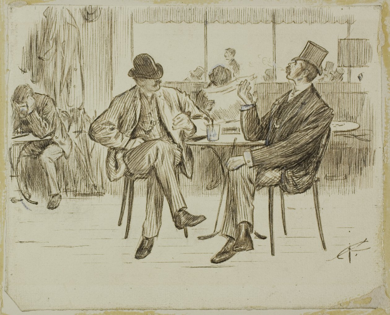 Scena w kawiarni autorstwa Charles Samuel Keene
