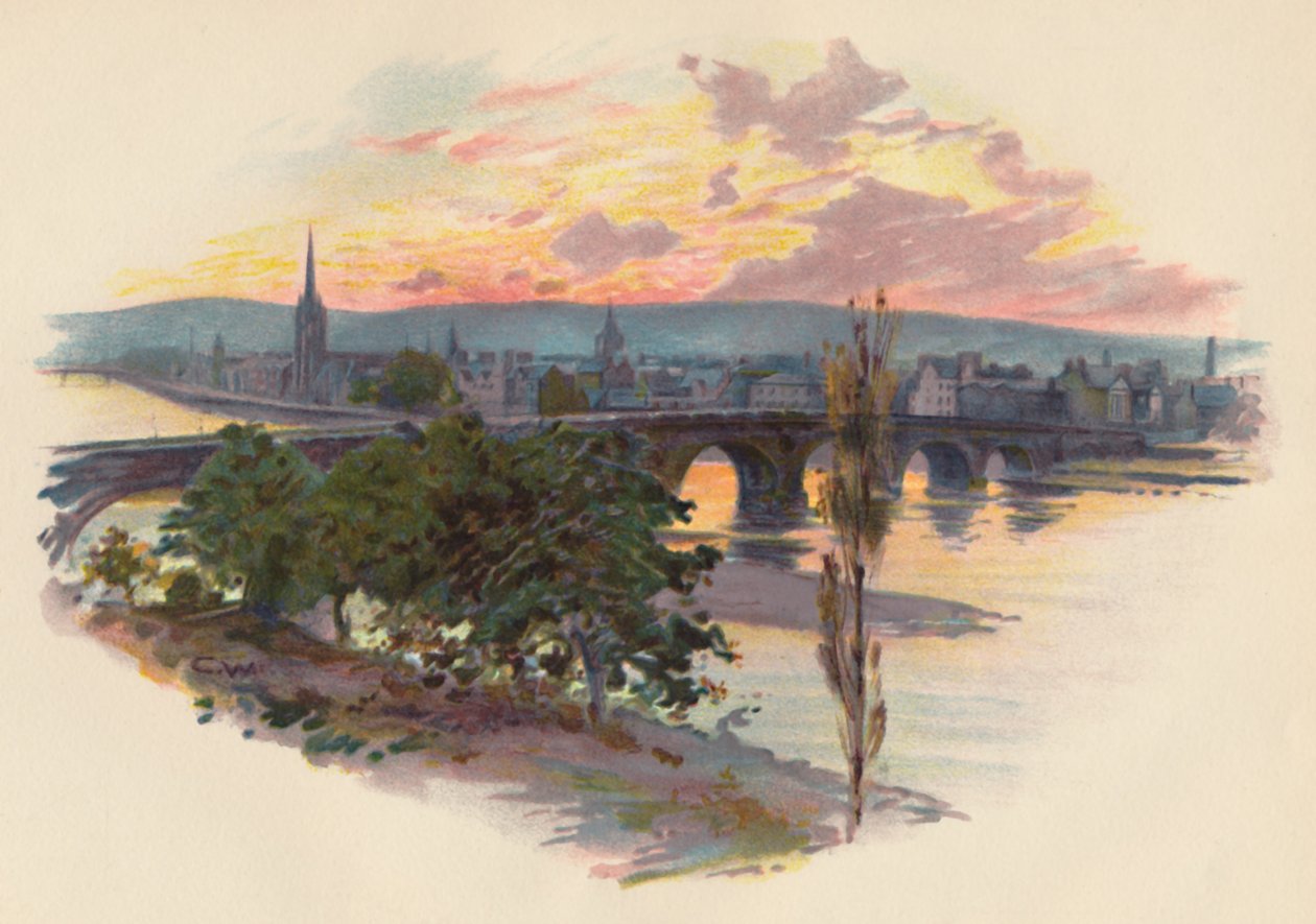 Perth, od końca mostu, 1907, c1890 autorstwa Charles Wilkinson