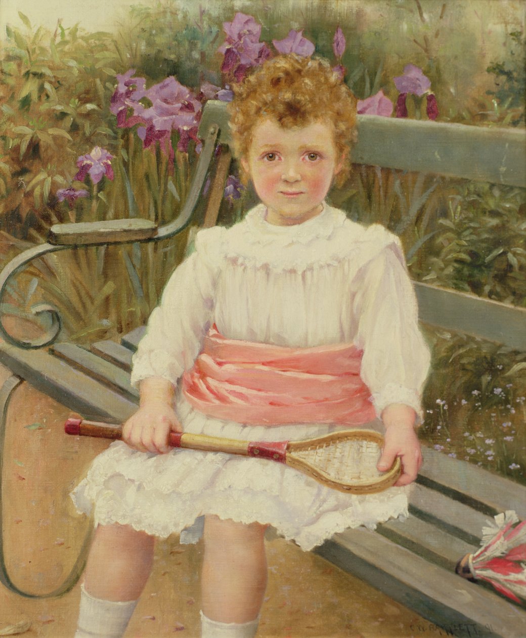 Dziewczyna z rakietą do badmintona autorstwa Charles William Bartlett