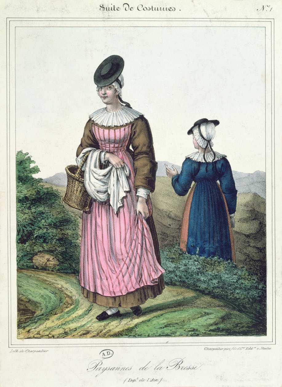 Stroje chłopskie z okolic Bresse, 1845 autorstwa Charpentier