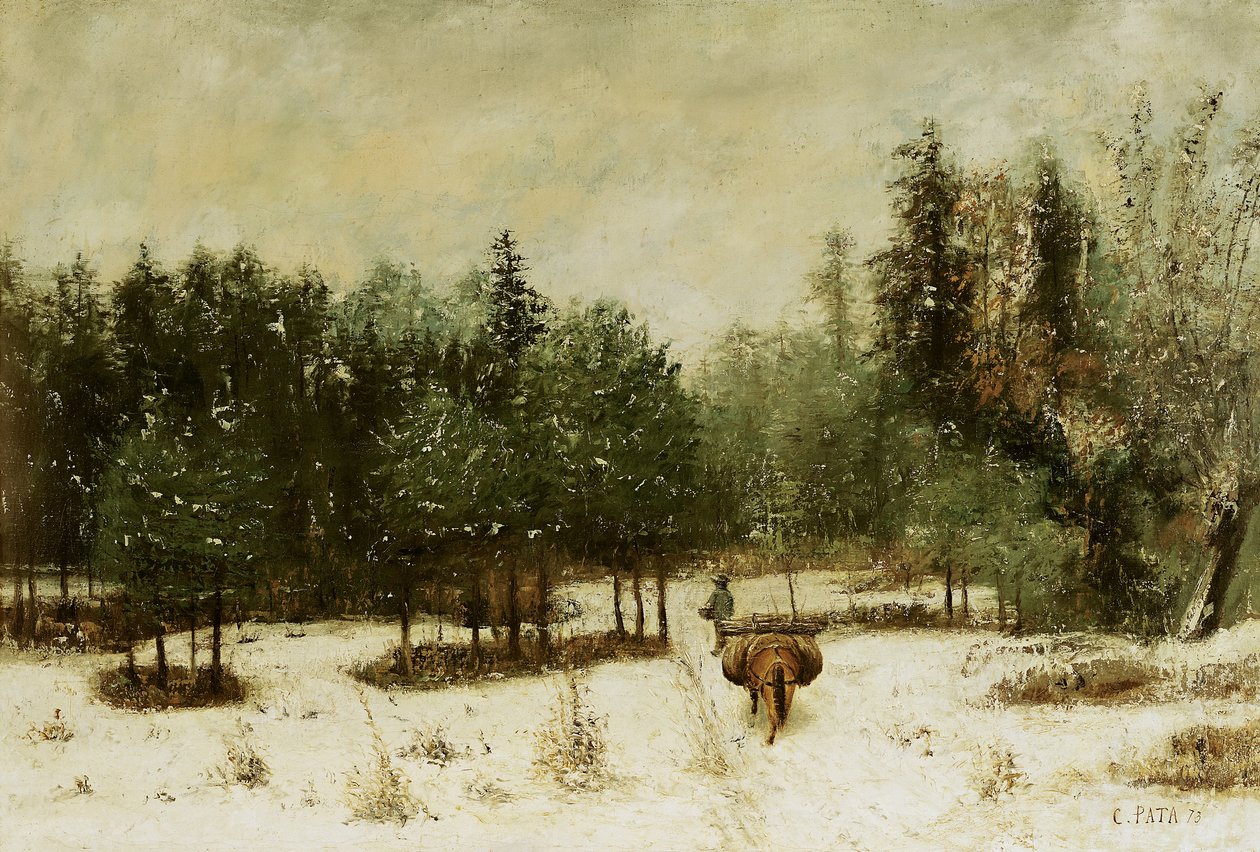 Wejście do lasu w zimie. Efekt śniegu, 1873 r. autorstwa Cherubino Pata