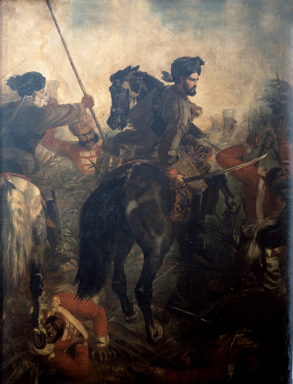 Kapitan Dighton MacNaghten Probyn (1833-1924) w bitwie pod Agrą 10 października 1857 r., ok. 1860 r. autorstwa Chevalier Louis William Desanges
