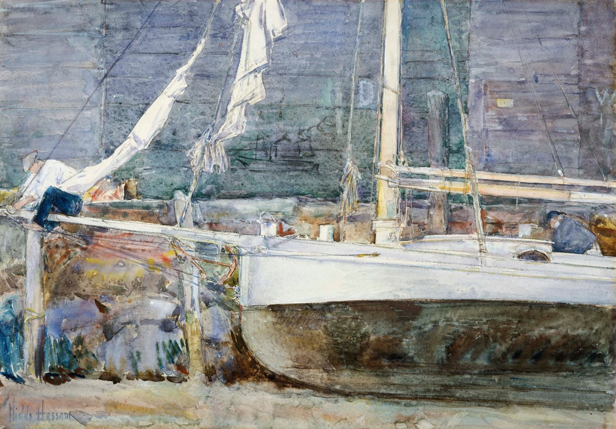 Suchy dok, Gloucester autorstwa Childe Hassam