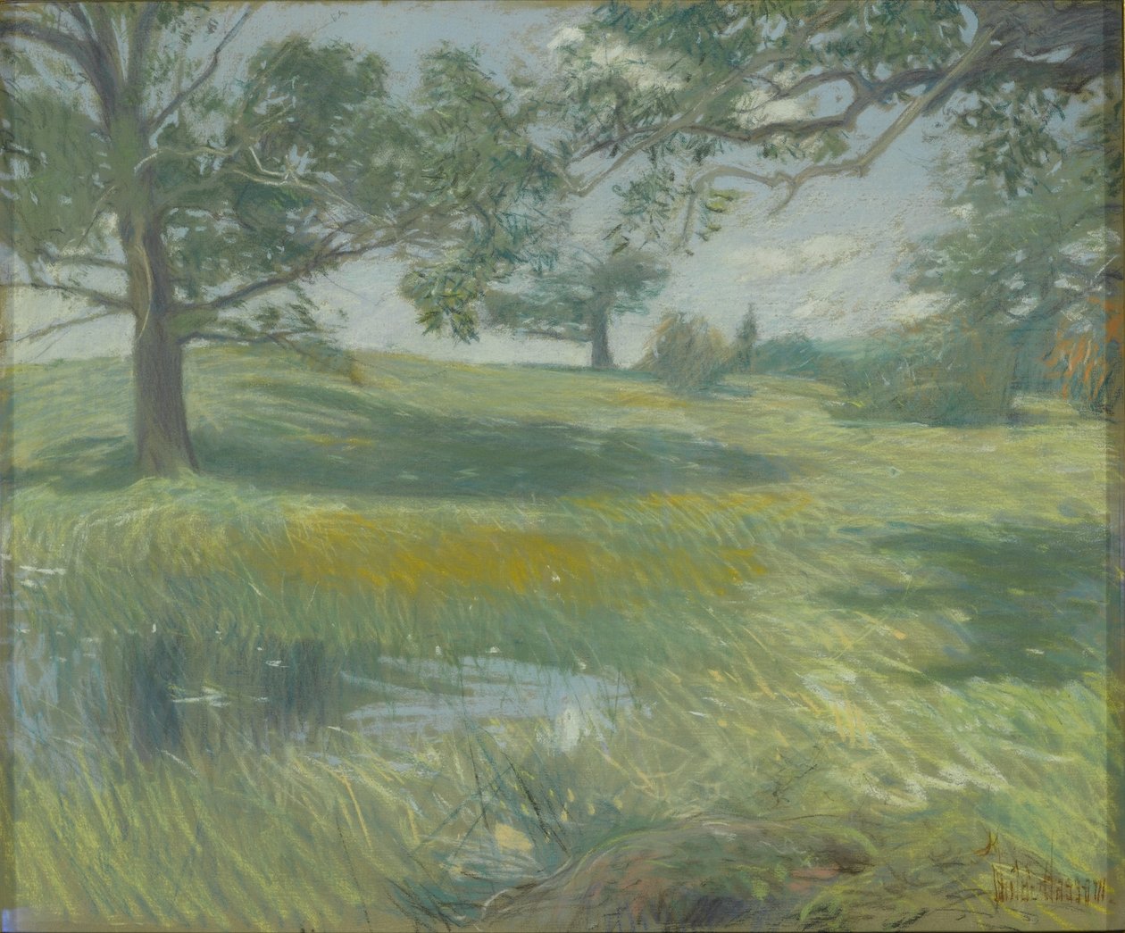 Łąki, ok. 1900-10 (pastel na płótnie) autorstwa Childe Frederick Hassam