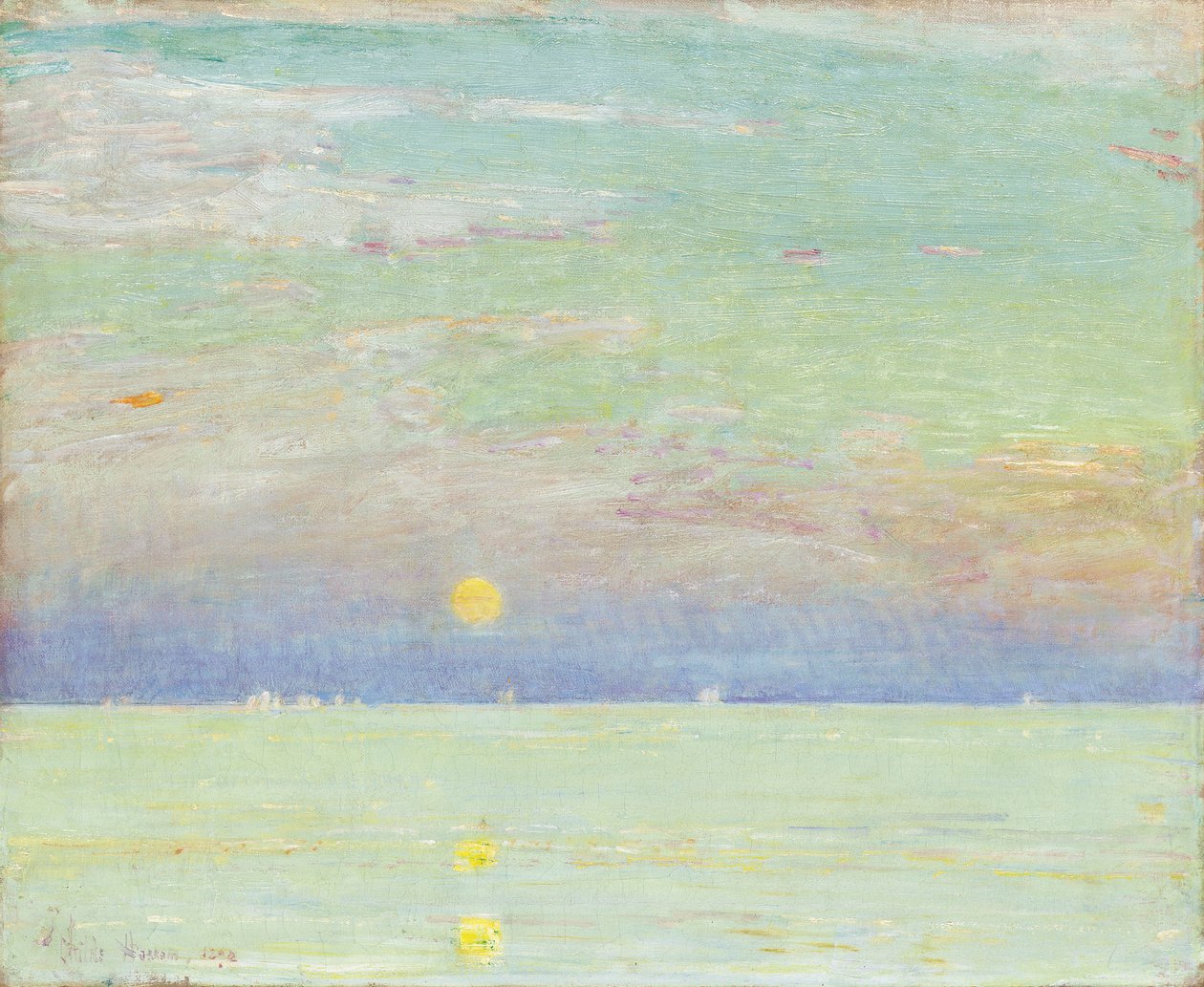 Wschód księżyca o zachodzie słońca, Cape Ann autorstwa Childe Frederick Hassam