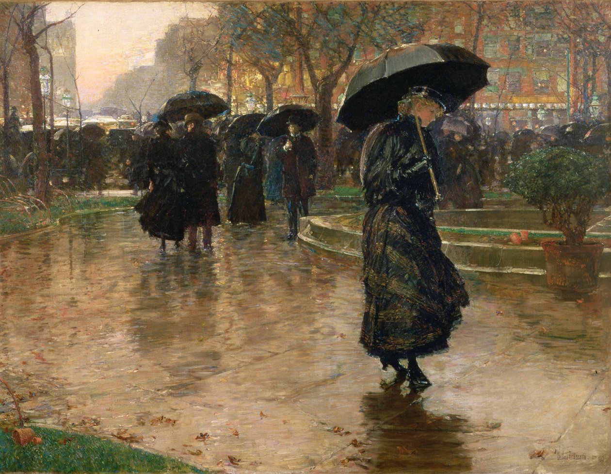 Burza deszczowa, plac Union Square autorstwa Childe Frederick Hassam