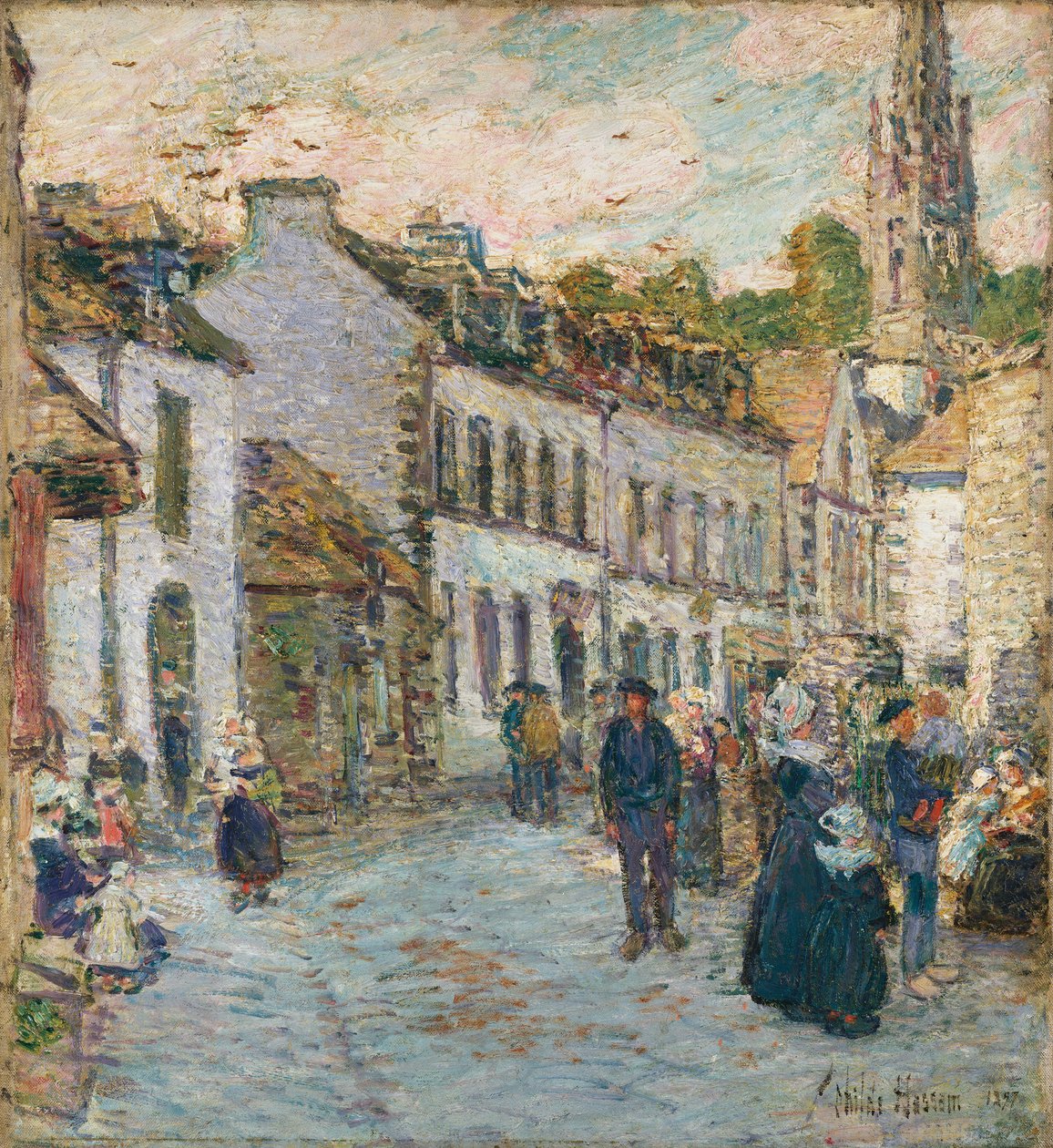 Ulica w Pont Aven - Wieczór autorstwa Childe Frederick Hassam
