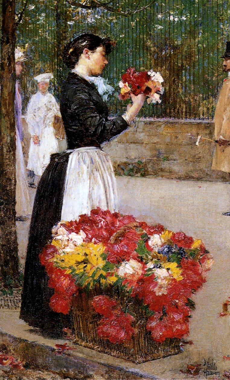 Dziewczyna z kwiatów autorstwa Childe Frederick Hassam