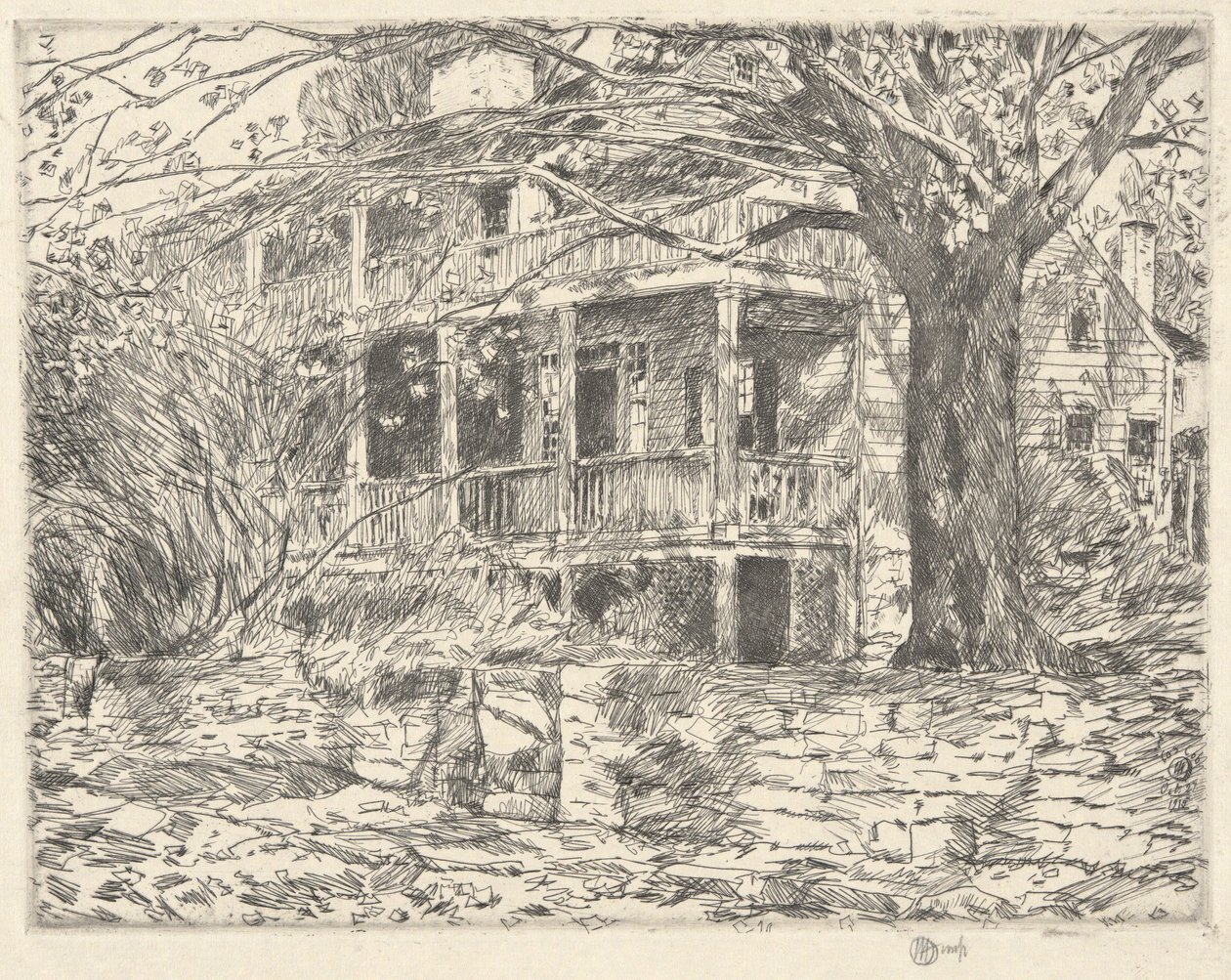 Stary dom, Cos Cob, 1915 autorstwa Childe Hassam