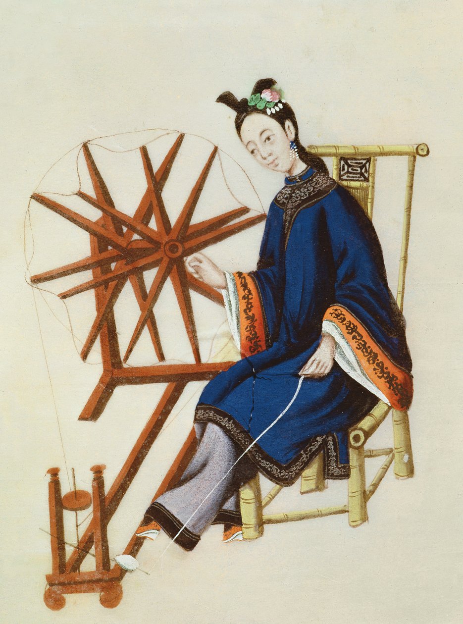 Хятад эмэгтэй ээрэх, Цяньлуны үе (1736-96) поли autorstwa Chinese School