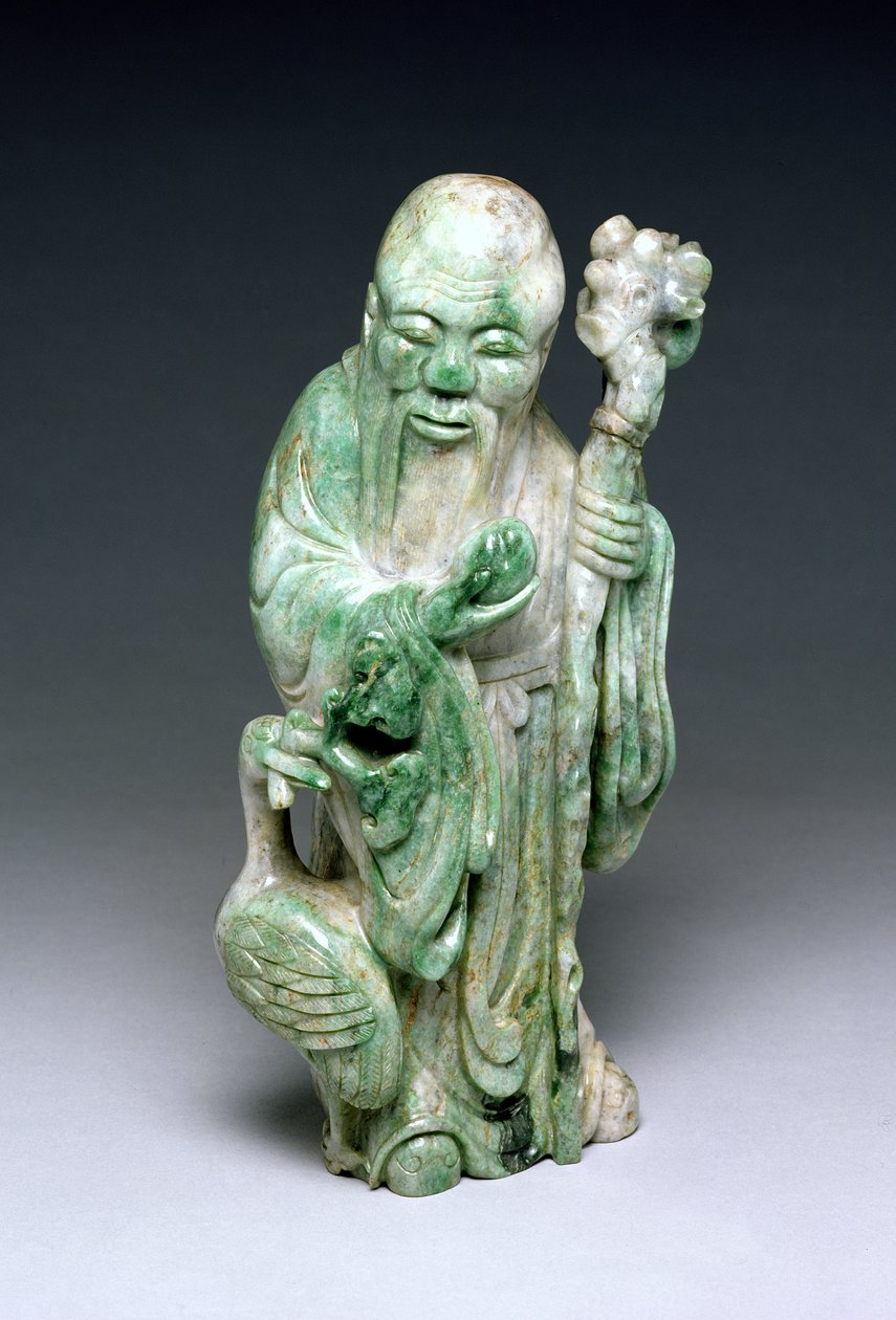 Figura Shou Lao (nefryt) autorstwa Chinese School