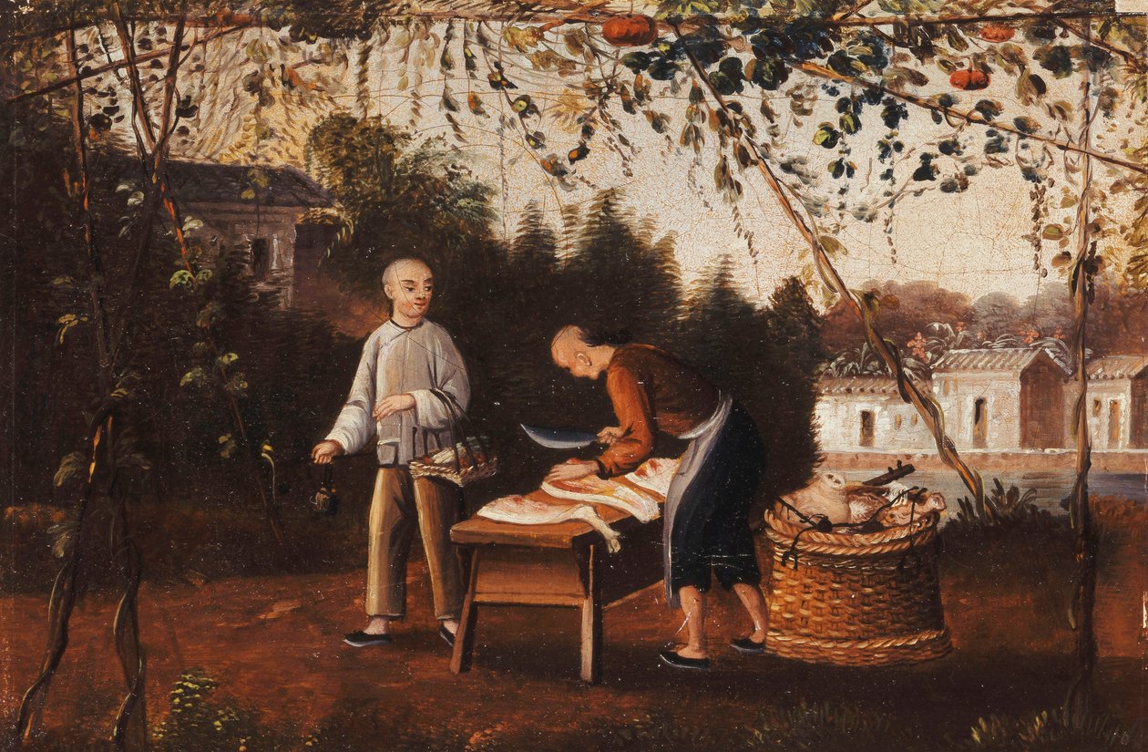 Chiński rzeźnik i chiński sklep spożywczy, autorstwa Chinese School