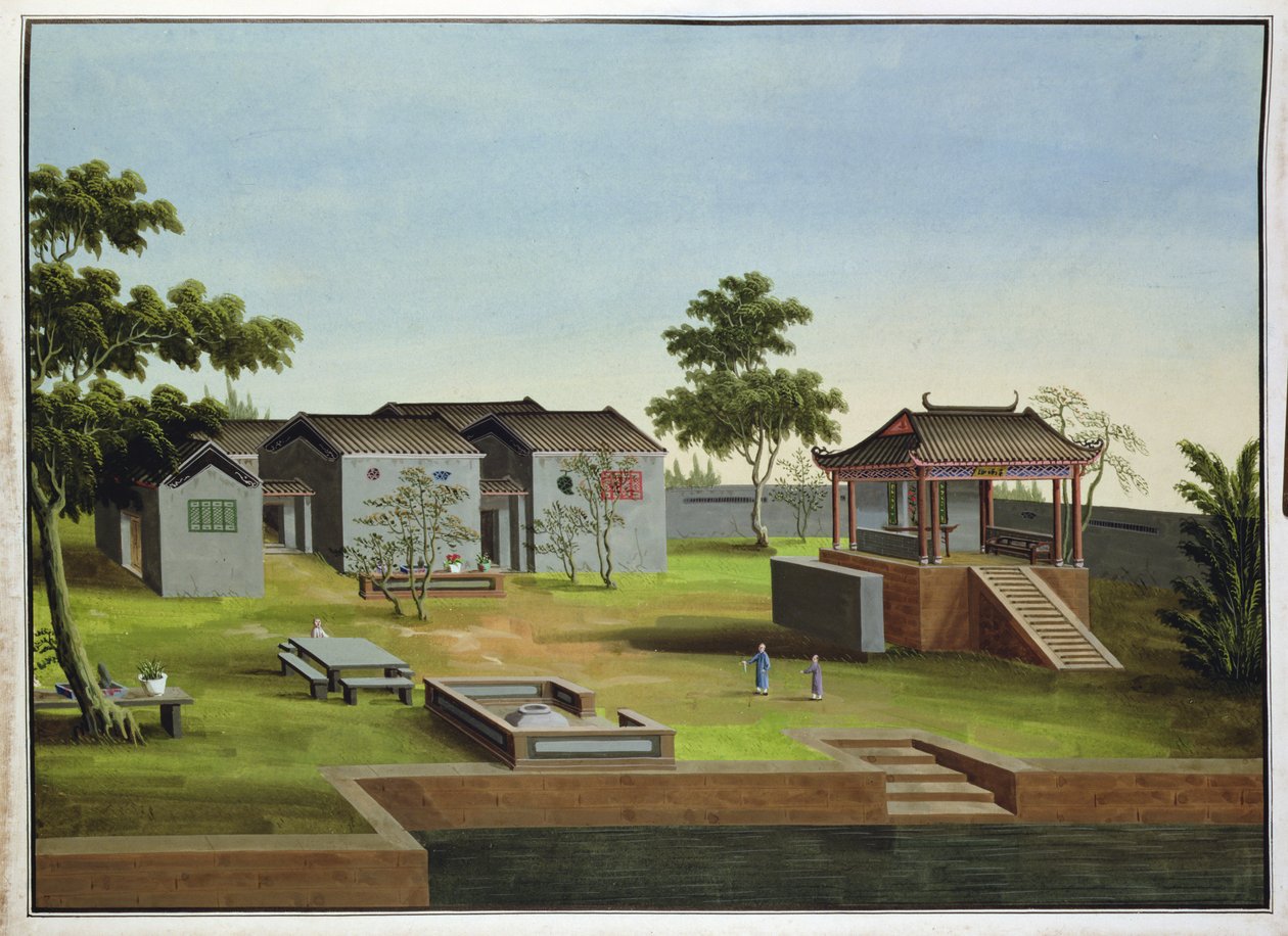Scena ogrodowa, ok. 1820-40 (wc na papierze) autorstwa Chinese School