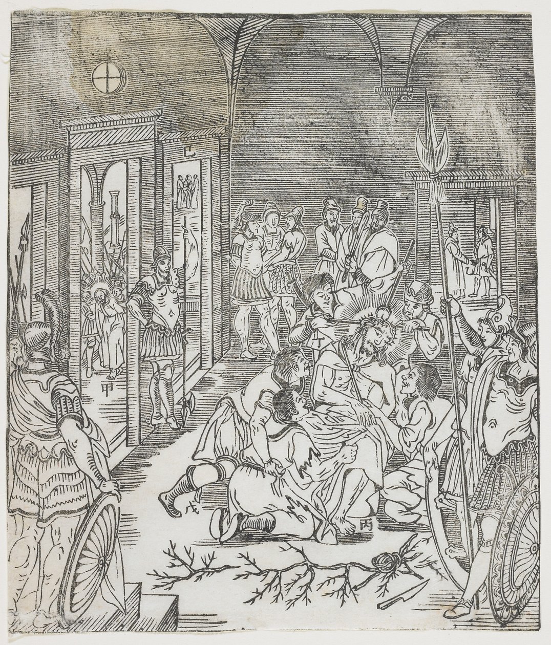Naśmiewanie się z Chrystusa, 1637 (drzewodruk) autorstwa Chinese School