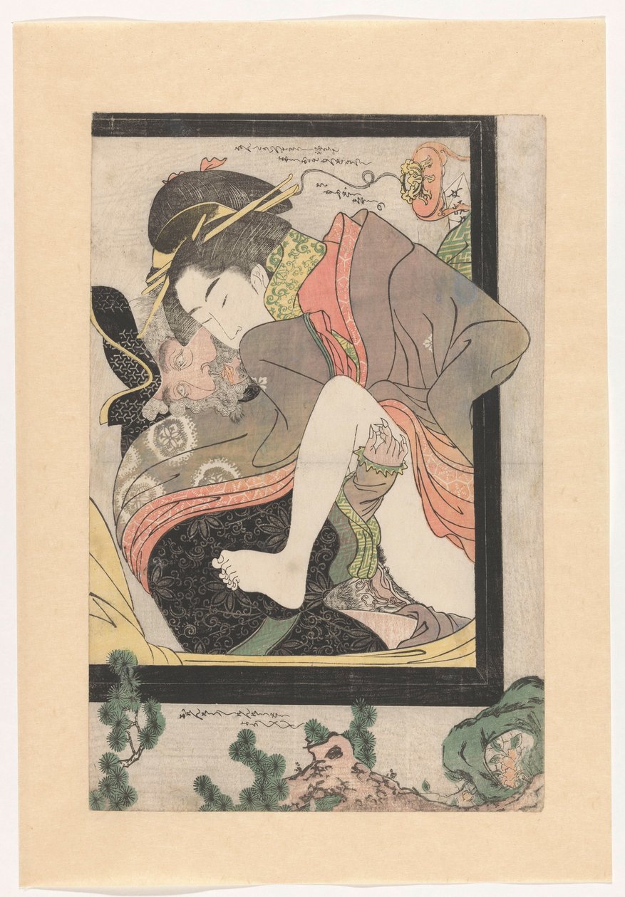 Holender z japońską kurtyzaną autorstwa Chokosai Eishô (attributed to)