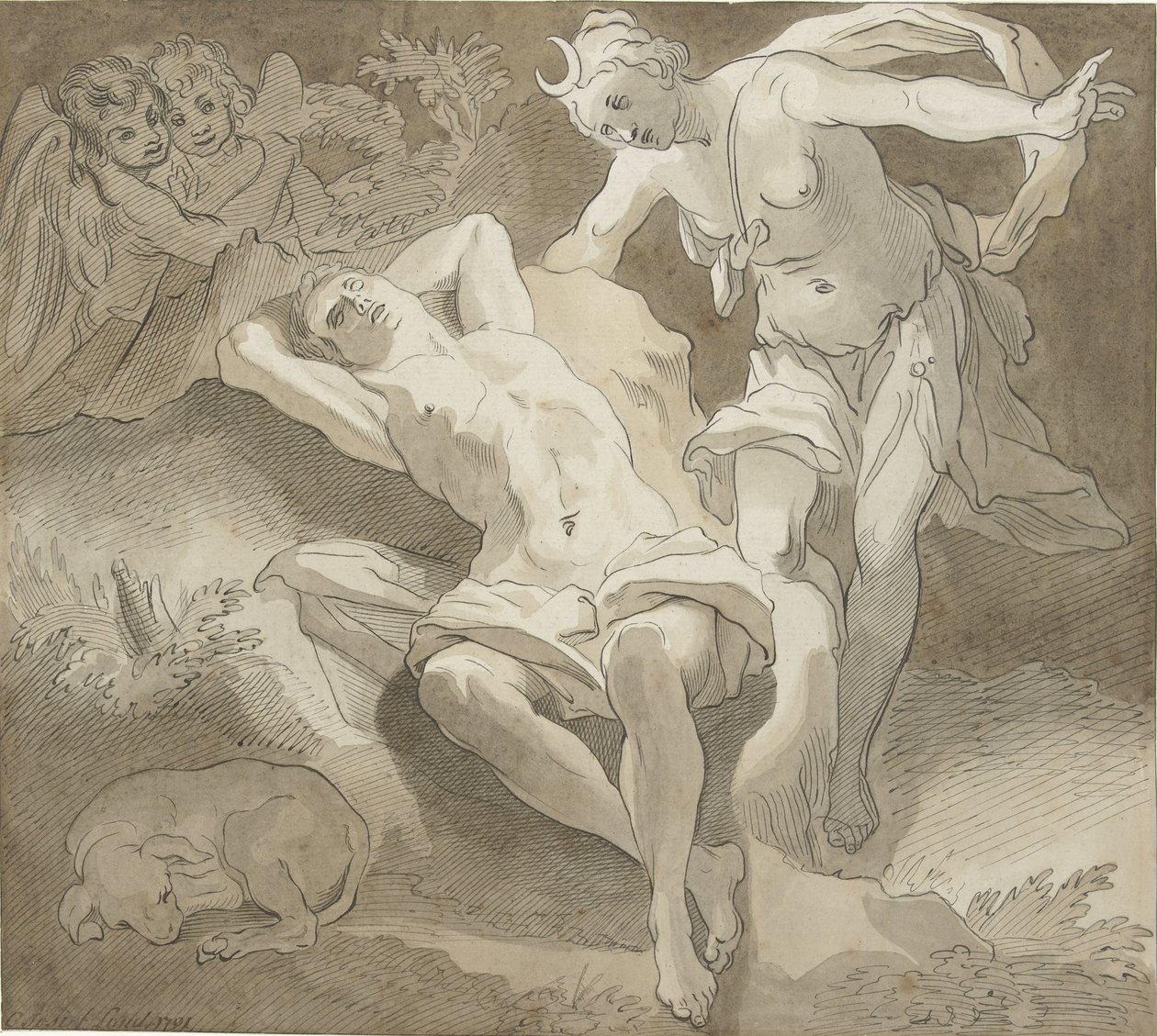 Selene i Endymion autorstwa Christiaan Josi