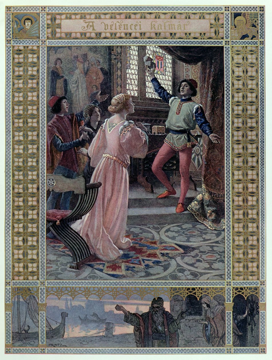 Ilustracja z „Kupca weneckiego” Williama Szekspira (1565-1616) ok. 1900 autorstwa Christian August Printz